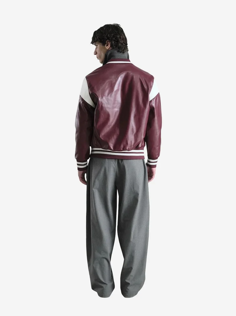 جيستو GIESTO Faux Leather Relaxed Fit Jacket with Embroidery